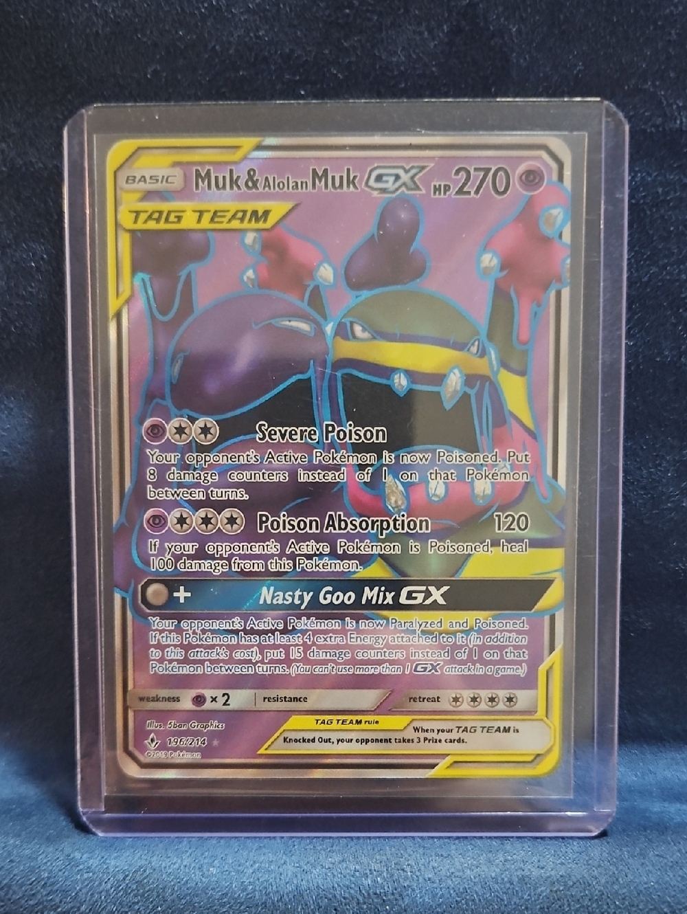 Pokémon Muk & Alolan Muk GX Full Art Ultra Rare 196/214